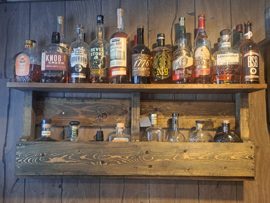 Beautiful Recycled-Wood Whiskey Shelf